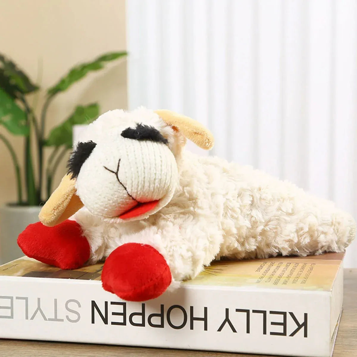 Lamb Shape Dog Toy Soft Plush Chew Toy for Puppy Small Dogs Squeaky Play Pet V528-PET-TOY-SHEEP-456454