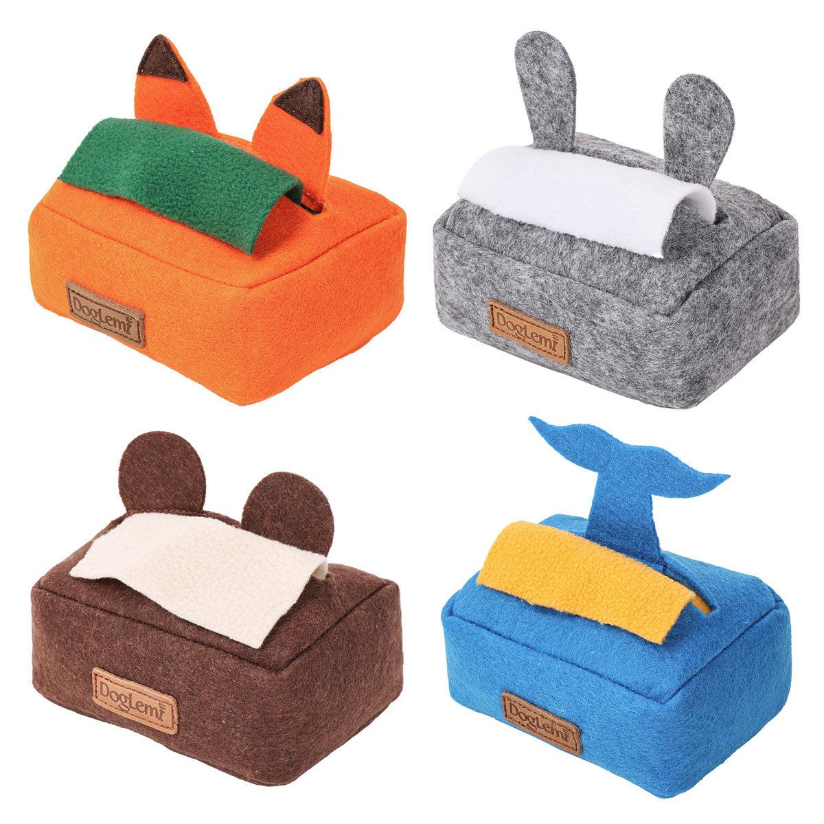 Dog Sniff Training Toy Plush Scent Training Aid for Puppies Interactive Pet Toy - Grey V528-PET-TOY-TISSUE-BOX-GREY-313100