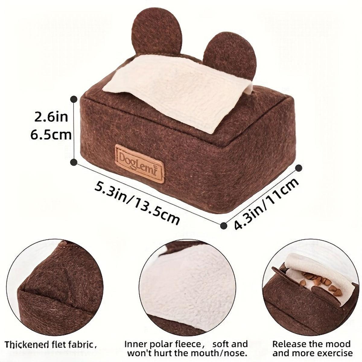 Dog Sniff Training Toy Plush Scent Training Aid for Puppies Interactive Pet Toy - Grey V528-PET-TOY-TISSUE-BOX-GREY-313100