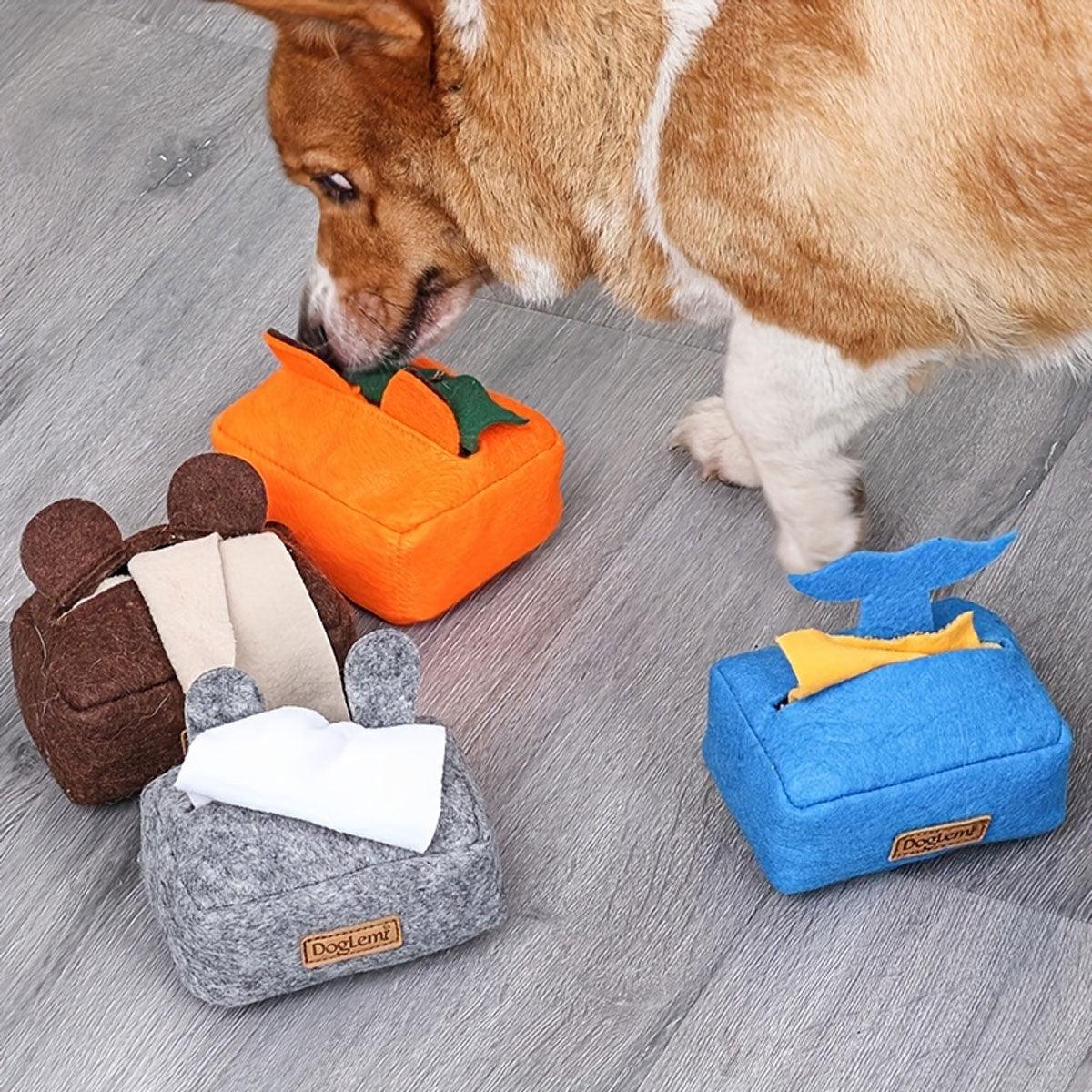 Dog Sniff Training Toy Plush Scent Training Aid for Puppies Interactive Pet Toy - Grey V528-PET-TOY-TISSUE-BOX-GREY-313100