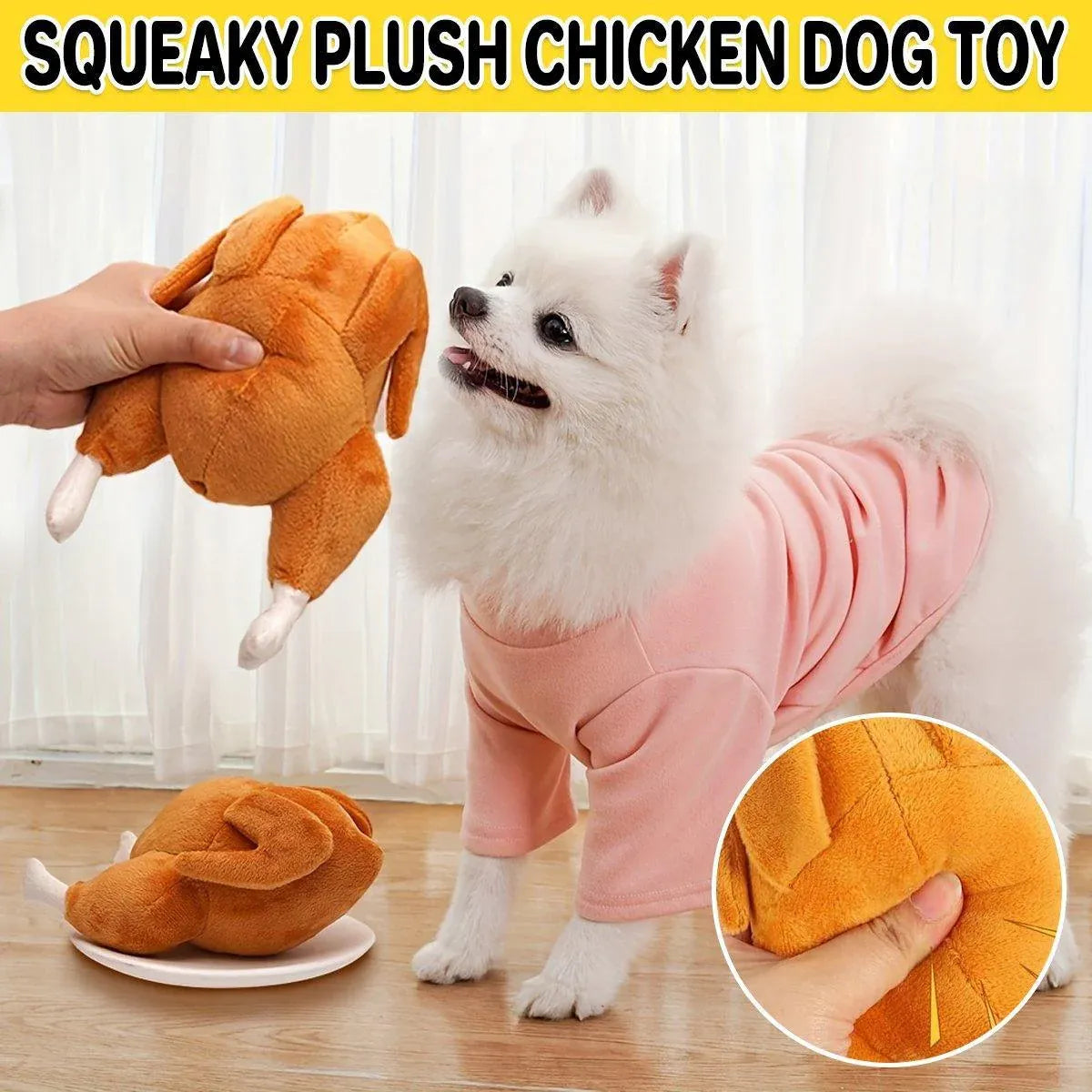Plush Roast Chicken Dog Toy Squeaky Sound Stuffed Interactive Pet Plaything V528-PET-TOY-TURKEY-473276