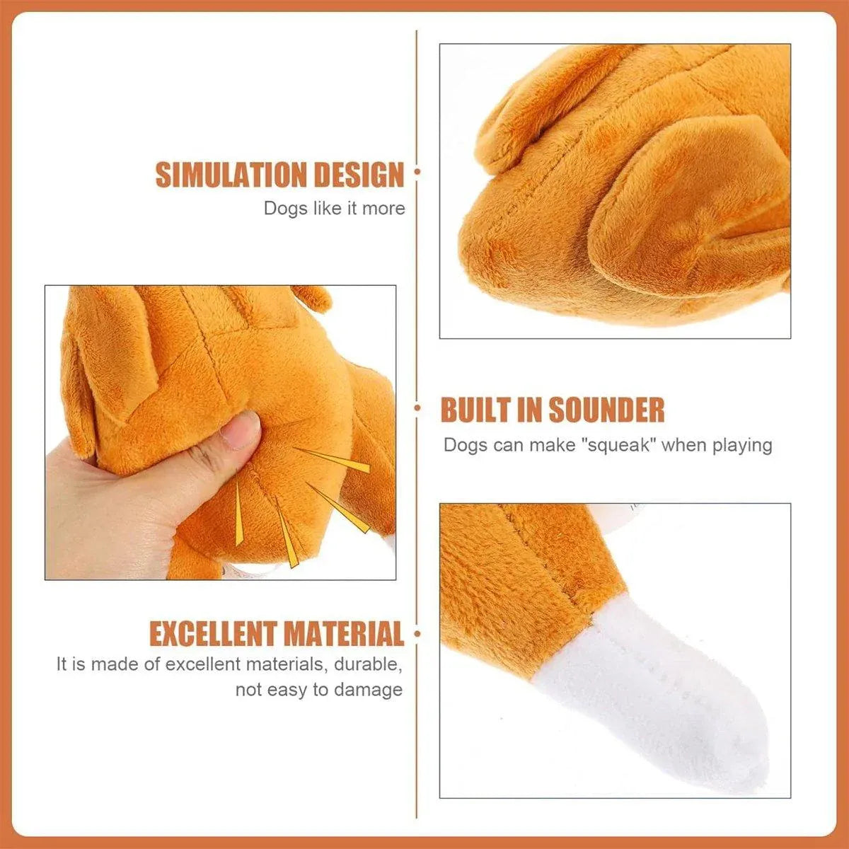 Plush Roast Chicken Dog Toy Squeaky Sound Stuffed Interactive Pet Plaything V528-PET-TOY-TURKEY-473276