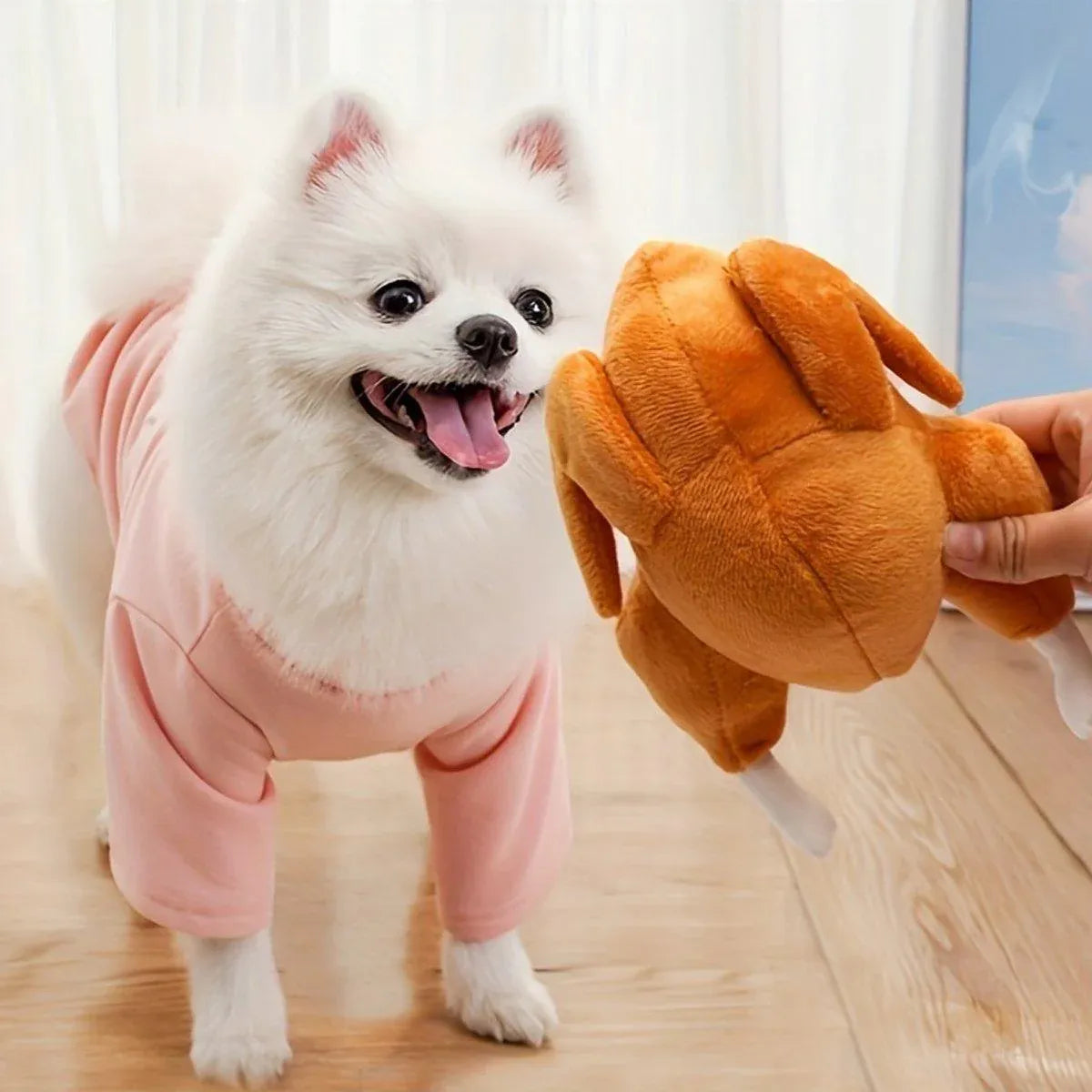 Plush Roast Chicken Dog Toy Squeaky Sound Stuffed Interactive Pet Plaything V528-PET-TOY-TURKEY-473276