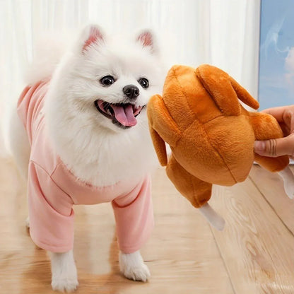 Plush Roast Chicken Dog Toy Squeaky Sound Stuffed Interactive Pet Plaything V528-PET-TOY-TURKEY-473276