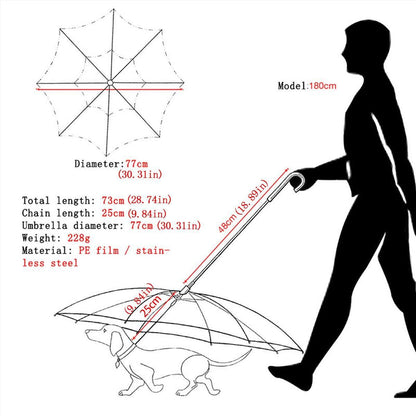 Pet Dog Transparent Umbrella 30 inch Diameter With Dog Leash For Rain Walking Outdoor V528-PET-UMBRELLA-485281