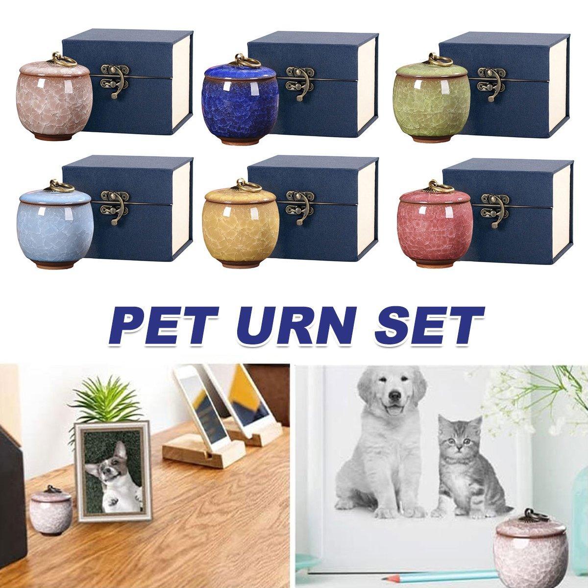 Small Pet Urn for Ashes Memorial Keepsake Urns for Dog Cat Cremation Remains - Yellow V528-PET-URN-SET-YELLOW-997714