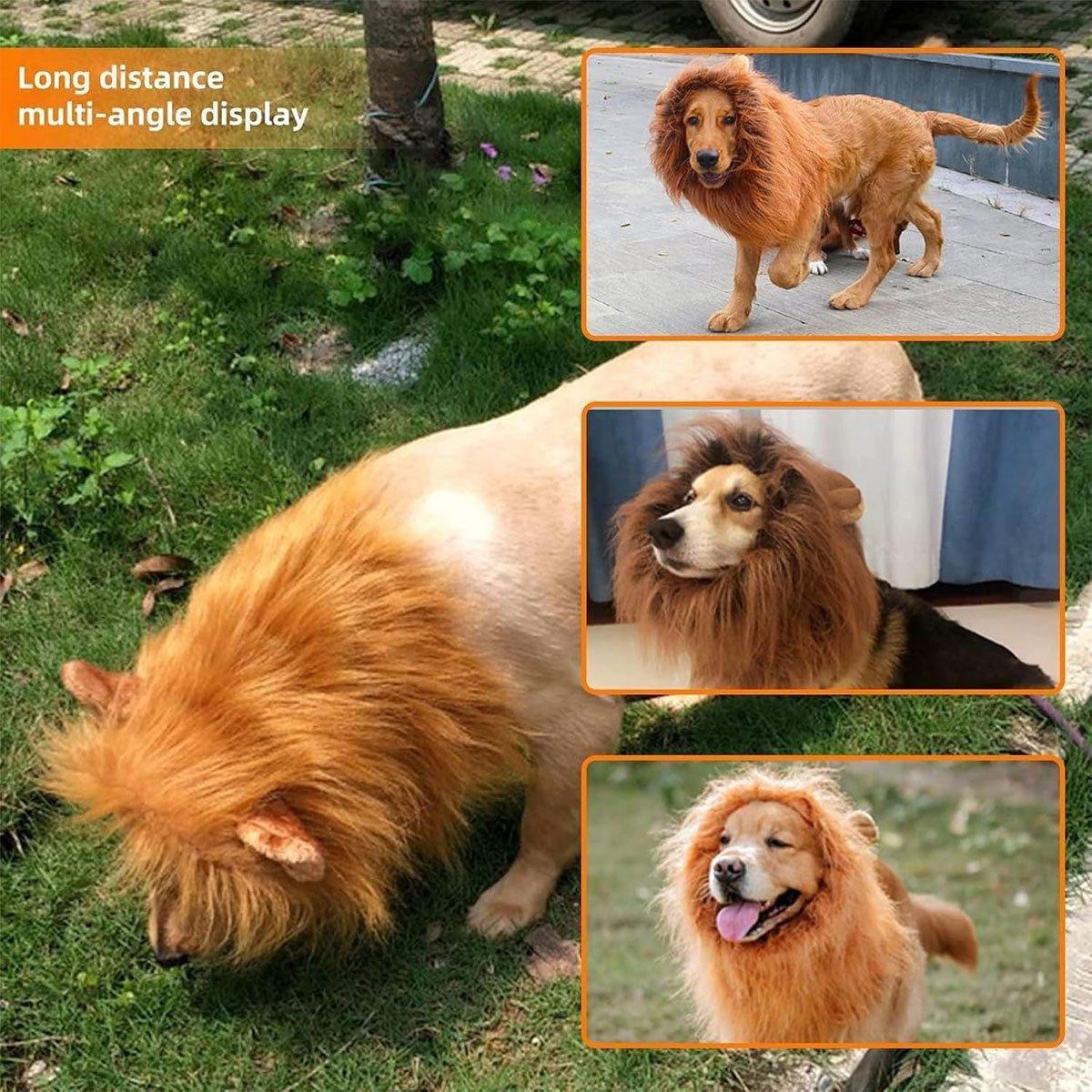 Lion Costume Mane Wig Large Dog Fancy Dress Up Party for Pet Halloween Clothes - Light Brown-L V528-PET-WIG-LION-LIGHT-BROWN-L-693615