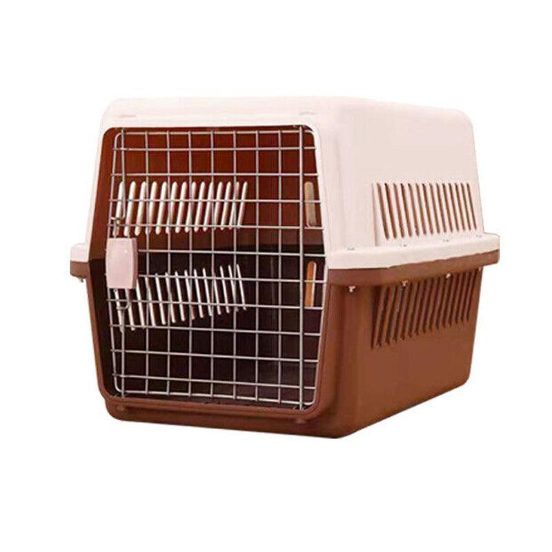 Large Pet Transport Crate for Dog Cat Rabbit Portable Ventilated Travel Carrier - Brown V528-PETAIRBO-BROWN-L-38831