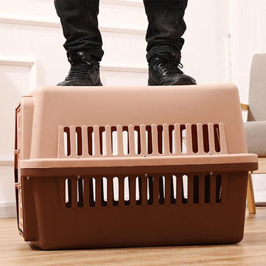 Portable Pet Travel Carrier Crate for Dog Cat Rabbit Ventilated Transport Box - Brown V528-PETAIRBO-BROWN-S-15680