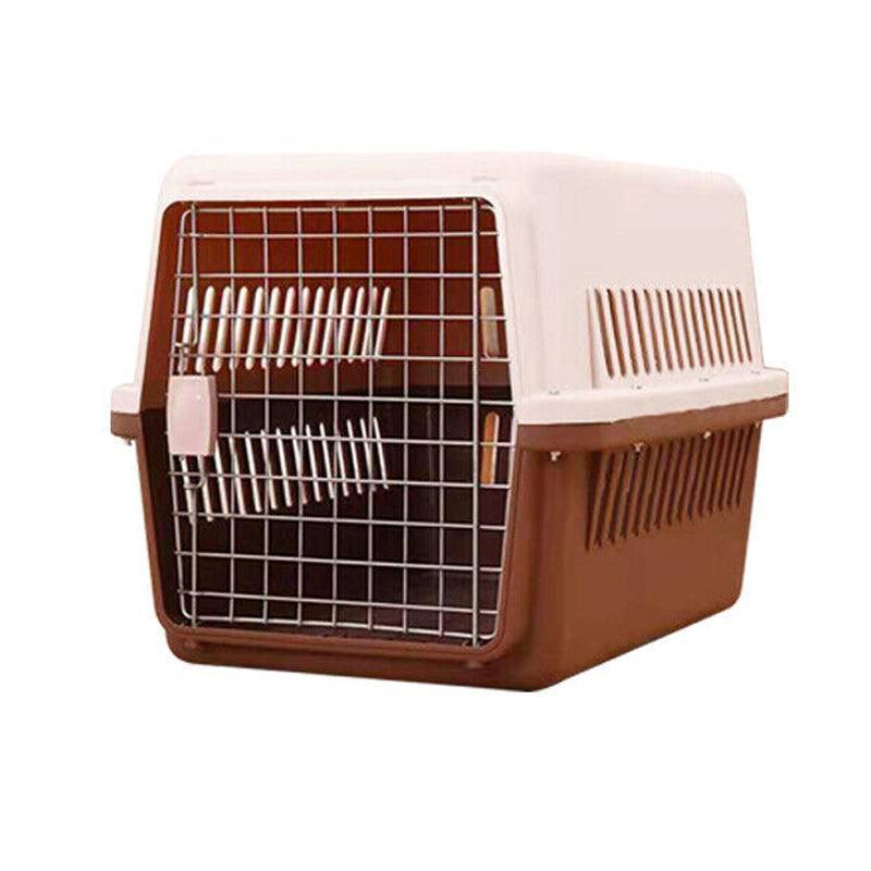 Portable Pet Travel Carrier Crate for Dog Cat Rabbit Ventilated Transport Box - Brown V528-PETAIRBO-BROWN-S-15680