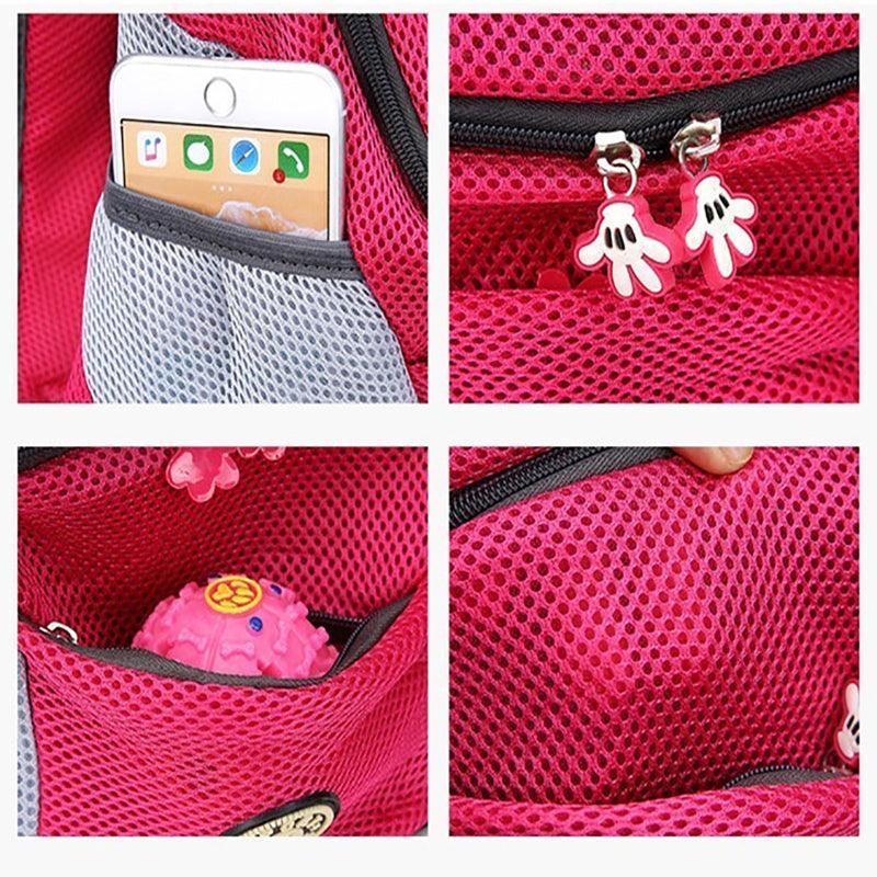 L Size Puppy Travel Mesh Pet Dog Carrier Backpack Front Travel Portable Shoulder Bag - Rose Red V528-PETBACKPACK-L-ROSERED-40274