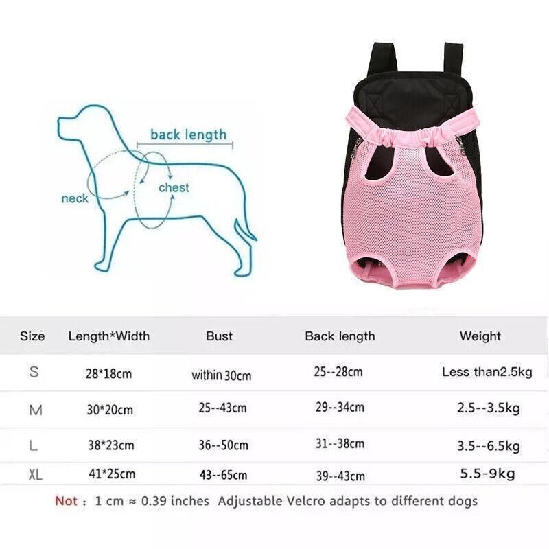 M Size Pet Carrier Dog Cat Puppy Front Back Backpack Shoulder Carry Sling Pouch Bag - Pink V528-PETBACKPACK-PINK-M-43487