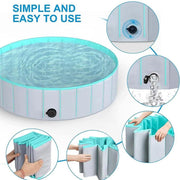 Pet Swimming Pool Foldable Portable Pool for Dogs Outdoor Summer Play - Blue-120x30cm V528-PETBATH-LIGHTDARKBLUE-120-30-206089