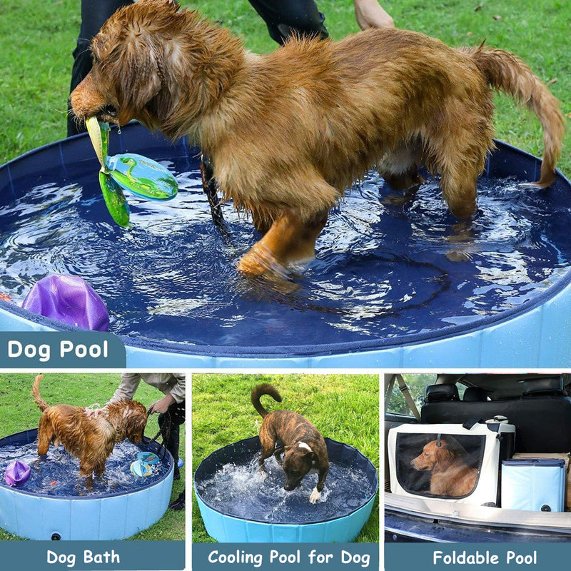 Pet Swimming Pool Foldable Portable Pool for Dogs Outdoor Summer Play - Blue-120x30cm V528-PETBATH-LIGHTDARKBLUE-120-30-206089