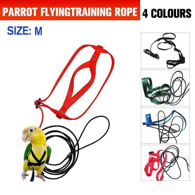 M Pet Parrot Bird Harness Lead Leash Flying Training Rope Cockatiel Outdoor - Red V528-PETBIRDROPE-RED-M-55558