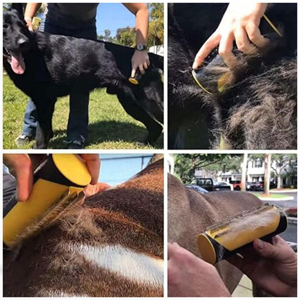 Pet Dog Cat Hair Fur Deshedding Shedding Trimmer Tool Grooming Roll Comb Brush - Yellow V528-PETBRUSH-YELLOW-849422