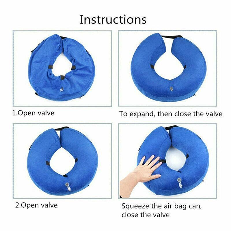Blue Pet Dog Inflatable Soft Healing Collar Cone Wound Medical Cat Protective Jackets - S (22*23CM) V528-PETCOLLAR-BLUE-S-320548