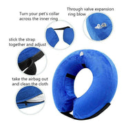 Blue Pet Dog Inflatable Soft Healing Collar Cone Wound Medical Cat Protective Jackets - S (22*23CM) V528-PETCOLLAR-BLUE-S-320548