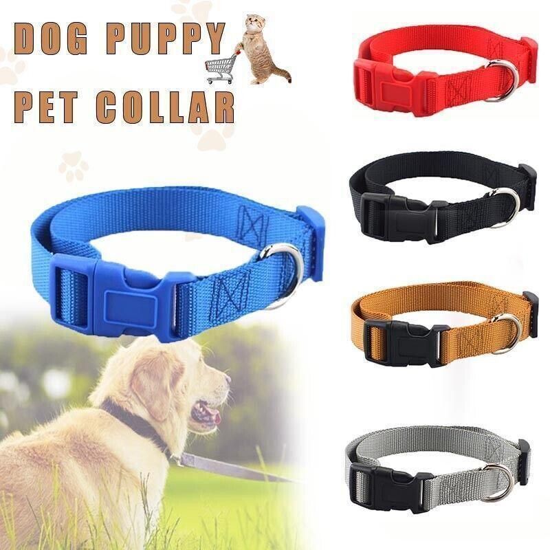 L Size Dog Puppy Pet Collar Adjustable Nylon Toy Large Pink Blue Red Black - Grey V528-PETCOLLAR-GREY-L-325784