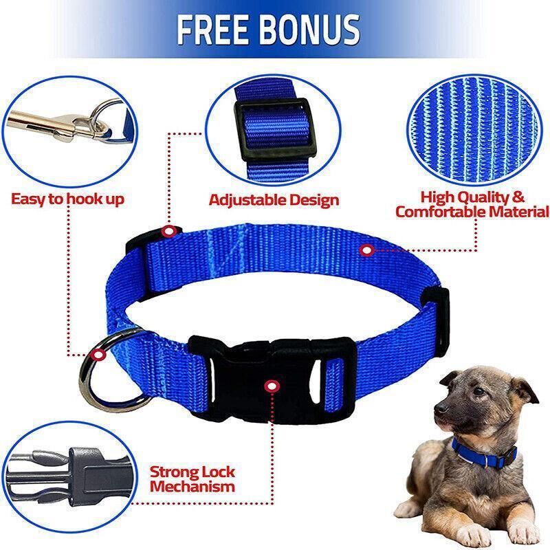 L Size Dog Puppy Pet Collar Adjustable Nylon Toy Large Pink Blue Red Black - Grey V528-PETCOLLAR-GREY-L-325784