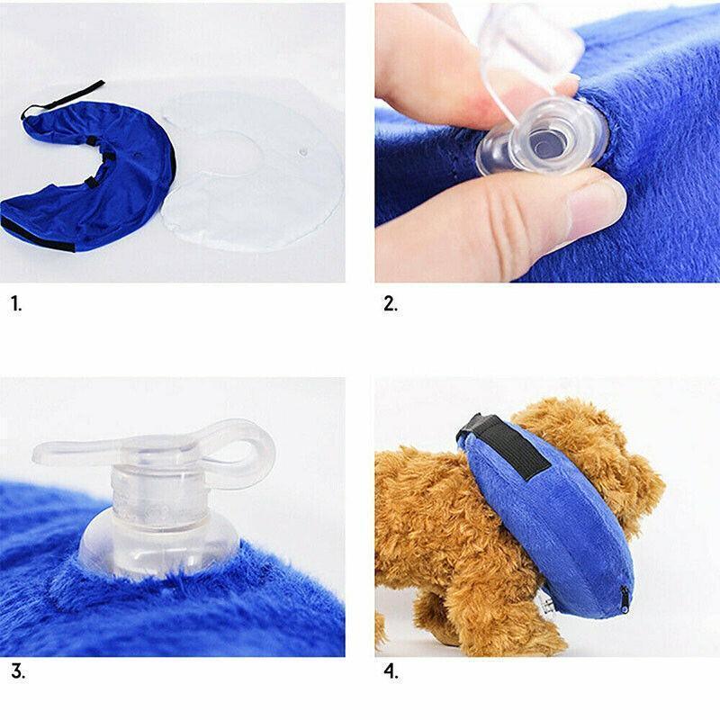 Grey Pet Dog Inflatable Soft Healing Collar Cone Wound Medical Cat Protective Jackets - XL (45*44CM) V528-PETCOLLAR-GREY-L-874105