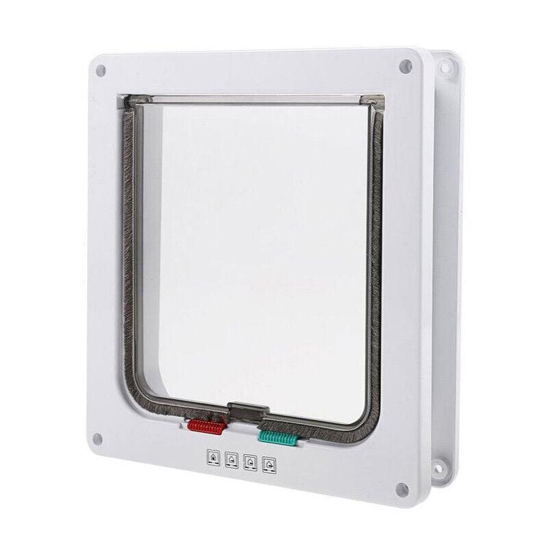 4-Way Safe Lockable Locking Pet Cat Dog Door Brushy Flap Screen L Large Size V528-PETDOOR-45592