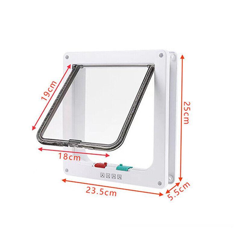 4-Way Safe Lockable Locking Pet Cat Dog Door Brushy Flap Screen L Large Size V528-PETDOOR-45592