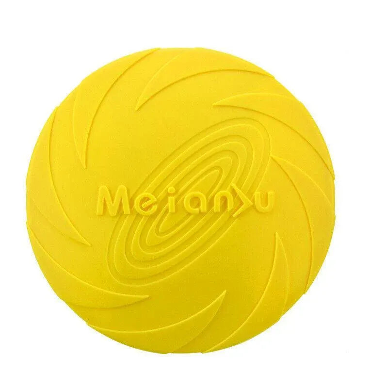 Frisbee Toy for Dogs Outdoor Fetch Training Soft Rubber Pet Flying Disc 18cm - Yellow V528-PETFRISBEE-YELLOW-77485