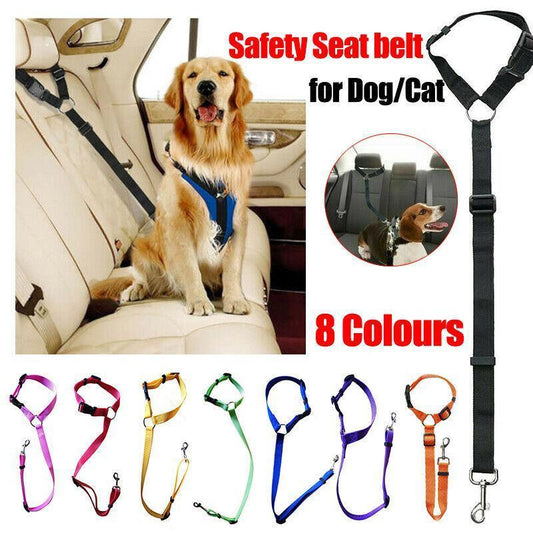 Adjustable Pet Dog Car Clip Lead Harness Strap for Vehicle Travel Restraint Use - Blue V528-PETSAFETYSEAT-BLUE-11318