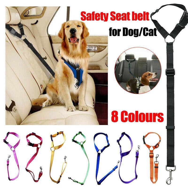 Adjustable Pet Dog Car Clip Lead Harness Strap for Vehicle Travel Restraint Use - Pink V528-PETSAFETYSEAT-PINK-77403