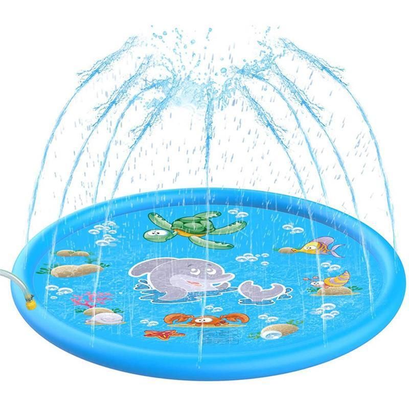 100cm Dog Splash Pad Inflatable Pet Sprinkler Mat PVC Water Play Toy for Outdoors V528-PETSPRAYPAD-100CM-851475