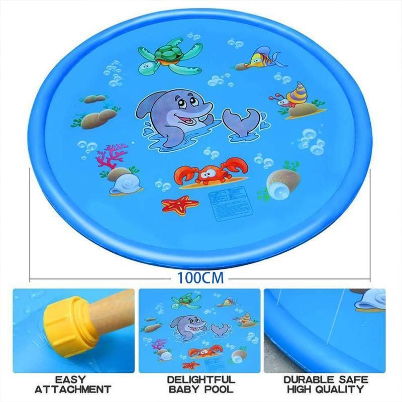 100cm Dog Splash Pad Inflatable Pet Sprinkler Mat PVC Water Play Toy for Outdoors V528-PETSPRAYPAD-100CM-851475