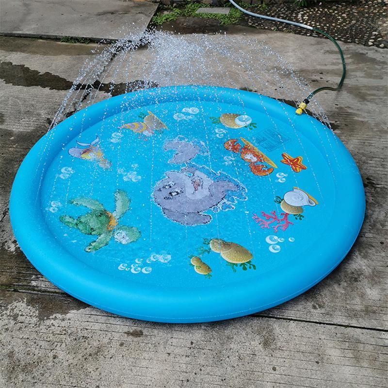 100cm Dog Splash Pad Inflatable Pet Sprinkler Mat PVC Water Play Toy for Outdoors V528-PETSPRAYPAD-100CM-851475