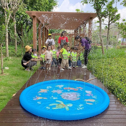 100cm Dog Splash Pad Inflatable Pet Sprinkler Mat PVC Water Play Toy for Outdoors V528-PETSPRAYPAD-100CM-851475