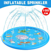 100cm Dog Splash Pad Inflatable Pet Sprinkler Mat PVC Water Play Toy for Outdoors V528-PETSPRAYPAD-100CM-851475