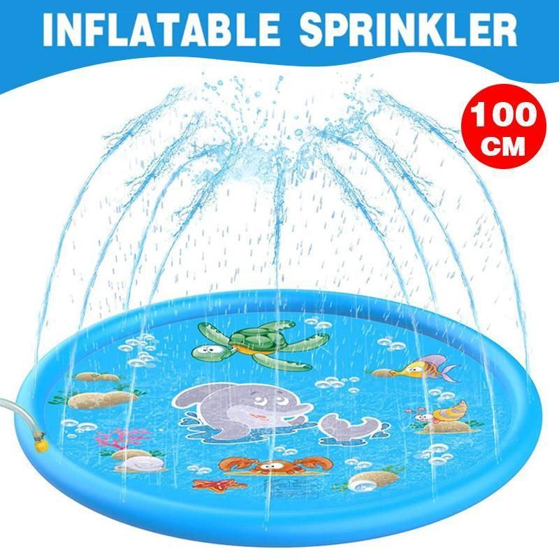100cm Dog Splash Pad Inflatable Pet Sprinkler Mat PVC Water Play Toy for Outdoors V528-PETSPRAYPAD-100CM-851475