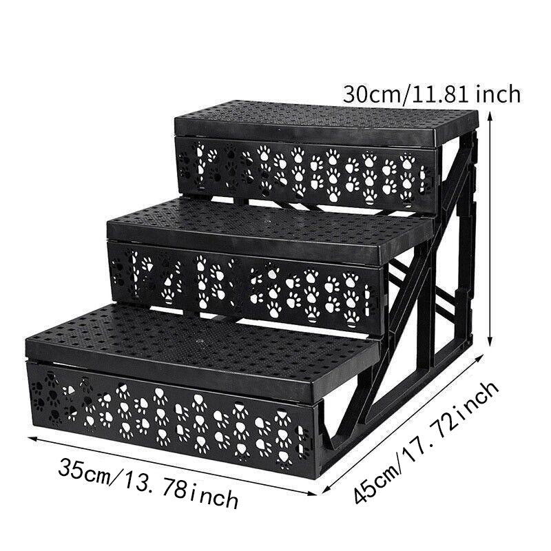 3 Steps Pet Stairs with Soft Cover for Small Dogs and Cats Portable Climbing Ramp V528-PETSTAIRS-GREY-71620