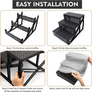 3 Steps Pet Stairs with Soft Cover for Small Dogs and Cats Portable Climbing Ramp V528-PETSTAIRS-GREY-71620