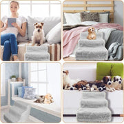 3 Steps Pet Stairs with Soft Cover for Small Dogs and Cats Portable Climbing Ramp V528-PETSTAIRS-GREY-71620