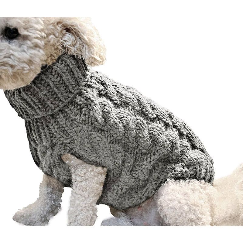 Puppy Dog Jumper Winter Warm Knitted Sweater Pet Clothes Small Dogs Coat Thermal S Size - Grey V528-PETSWEATER-GREY-S-11403