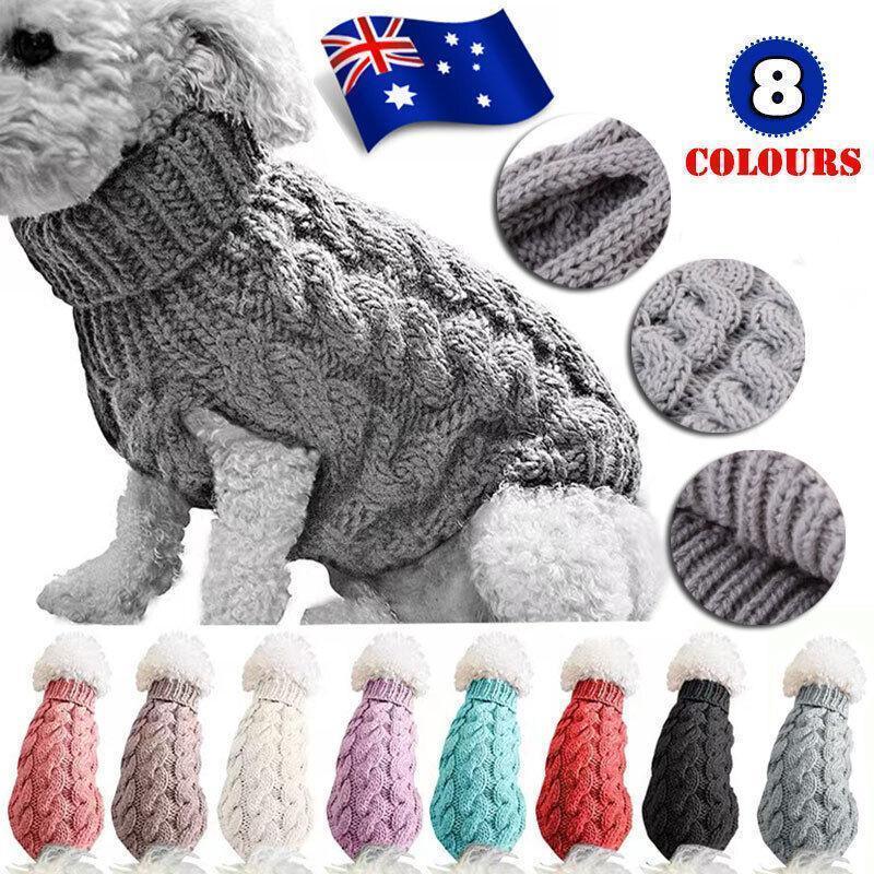 Puppy Dog Jumper Winter Warm Knitted Sweater Pet Clothes Small Dogs Coat Thermal L Size - Leather Pink V528-PETSWEATER-LEATHERPINK-L-20648