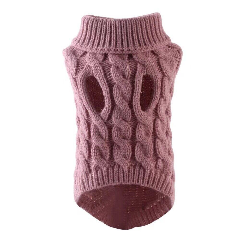 Puppy Dog Jumper Winter Warm Knitted Sweater Pet Clothes Small Dogs Coat Thermal L Size - Leather Pink V528-PETSWEATER-LEATHERPINK-L-20648