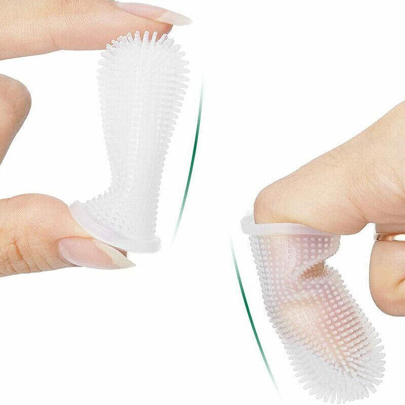 Dog Cat Super Soft Pet Finger Toothbrush Teeth Silicone Brush Care Cleaning - Clear V528-PETTOOTHBRUSH-CLEAR-1PC-700565