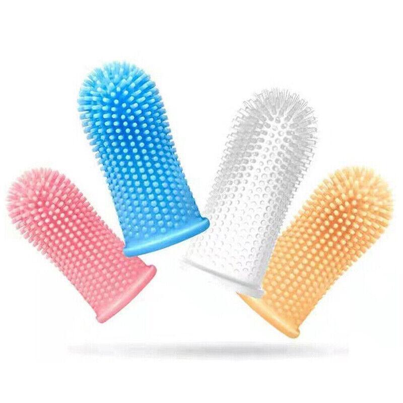 Dog Cat Super Soft Pet Finger Toothbrush Teeth Silicone Brush Care Cleaning - Yellow V528-PETTOOTHBRUSH-ORANGE-1PC-163663