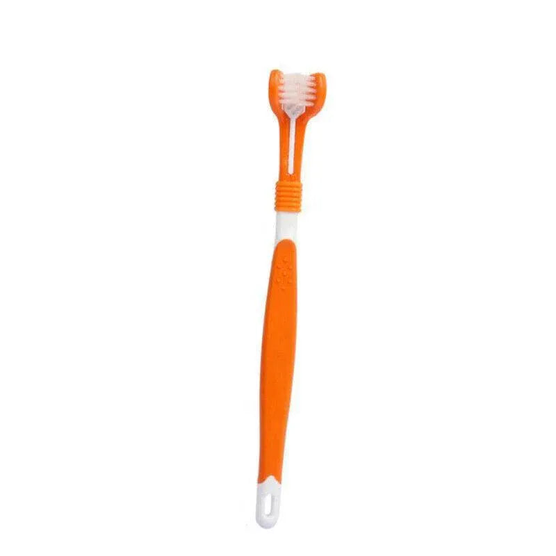 Three Sided Dog Toothbrush Pet Cat Teeth Cleaning Tool Oral Mouth Care Soft Bristle - Orange V528-PETTOOTHBRUSH-ORANGE-67343