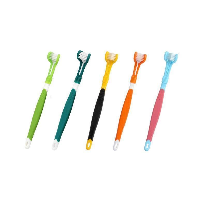Three Sided Dog Toothbrush Pet Cat Teeth Cleaning Tool Oral Mouth Care Soft Bristle - Orange V528-PETTOOTHBRUSH-ORANGE-67343
