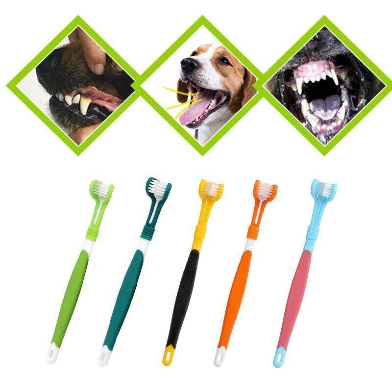 Three Sided Dog Toothbrush Pet Cat Teeth Cleaning Tool Oral Mouth Care Soft Bristle - Orange V528-PETTOOTHBRUSH-ORANGE-67343