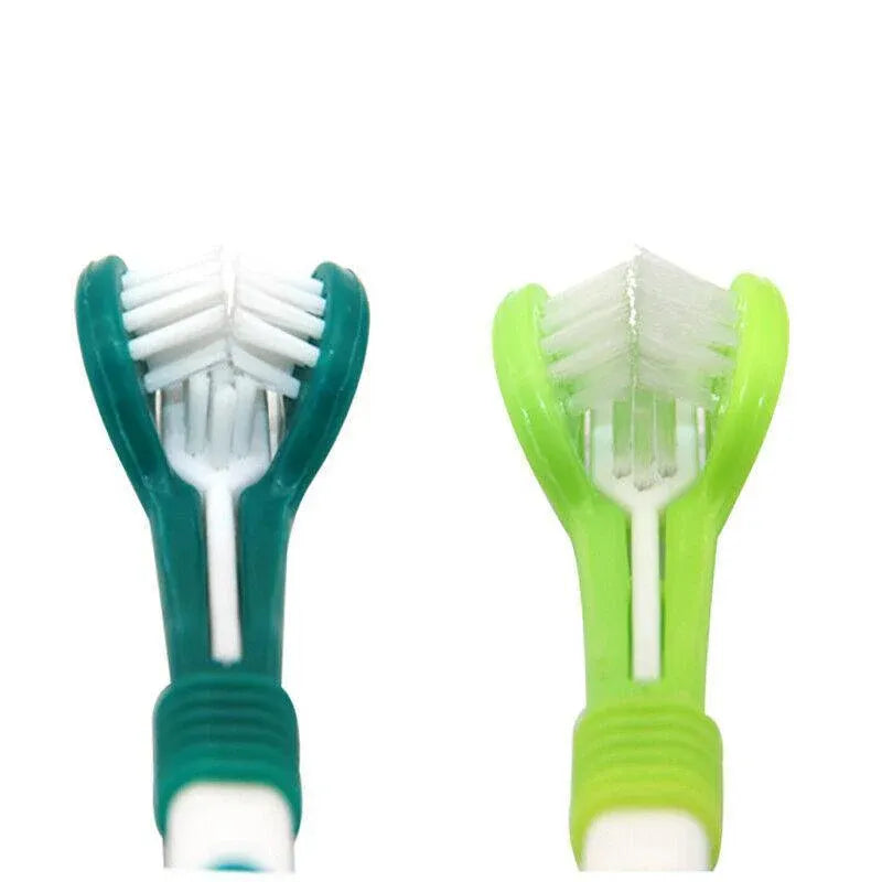 Three Sided Dog Toothbrush Pet Cat Teeth Cleaning Tool Oral Mouth Care Soft Bristle - Orange V528-PETTOOTHBRUSH-ORANGE-67343