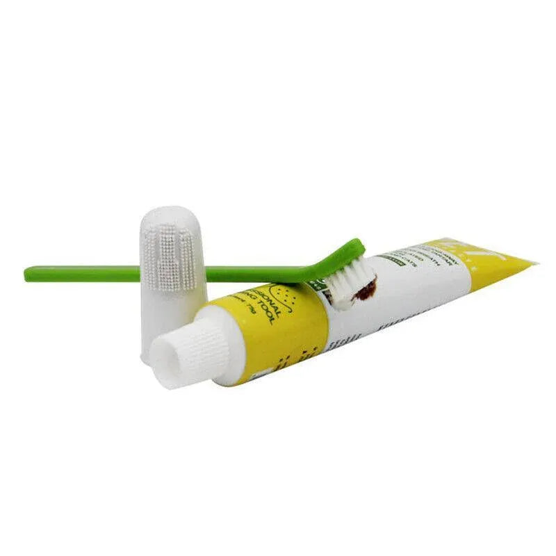 Pet Dog Cat Toothpaste and Toothbrush Set Beef Flavor V528-PETTOOTHPASTE-YELLOW-98135