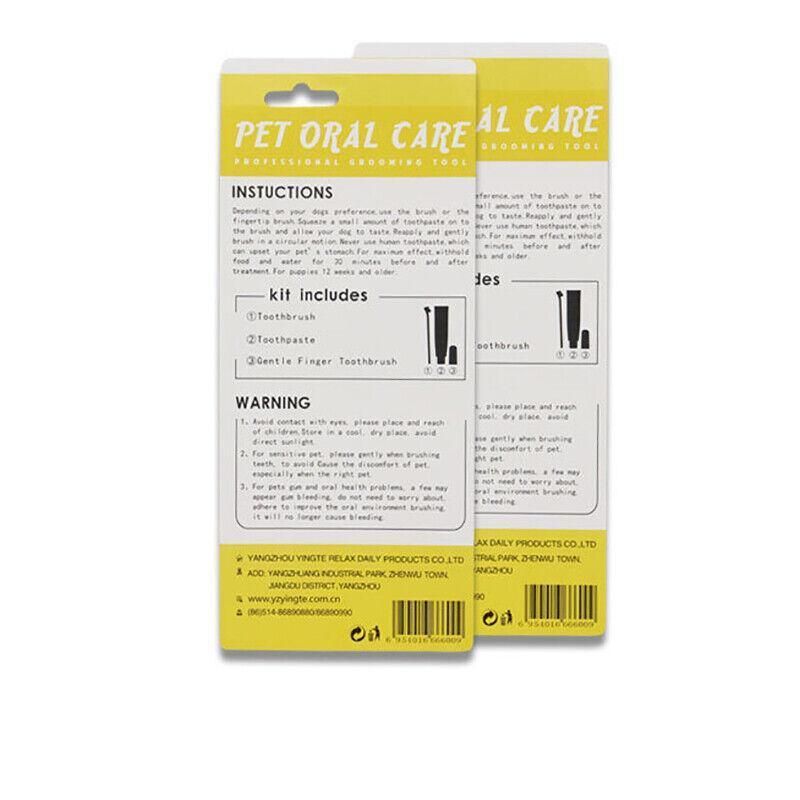 Pet Dog Cat Toothpaste and Toothbrush Set Beef Flavor V528-PETTOOTHPASTE-YELLOW-98135